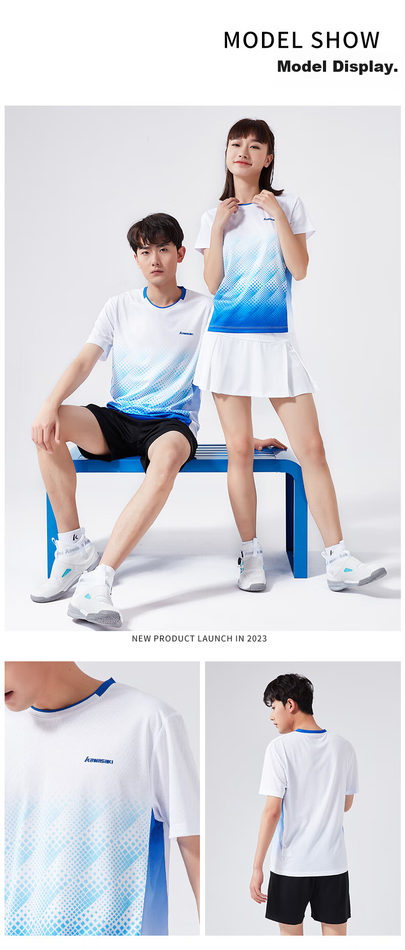 KAWASAKI Clearance Sale Professional Badminton Shirt, Women's Sports Short-Sleeve T-Shirt, Quick-Dry K2013, White, M 8