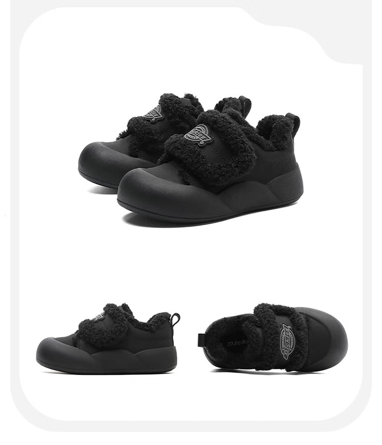 Dickies Children's Cotton Shoes, Winter Fleece-Lined Warm Wear-Resistant Casual Shoes, Kids' Flat Shoes, Trendy Shoes for Girls, Dexun Shoes 26