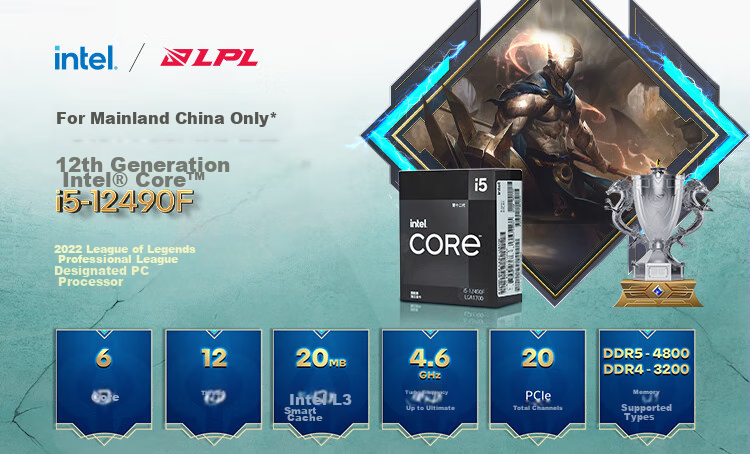 Intel Core 12th Gen I5 Processor 12490F, 6 Cores 12 Threads, Single-Core Turbo Frequency up to 4.6GHz, 20M L3 Cache, Desktop CPU 1