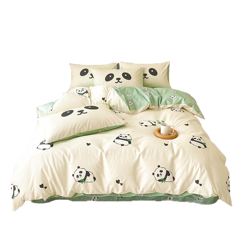 Dohia Home Textiles Pure Cotton Bedding Set of Four Pieces, Cotton Double Bed Linen Set with Bed Sheet And Duvet Cover, for 1.8m Bed, 229*230cm