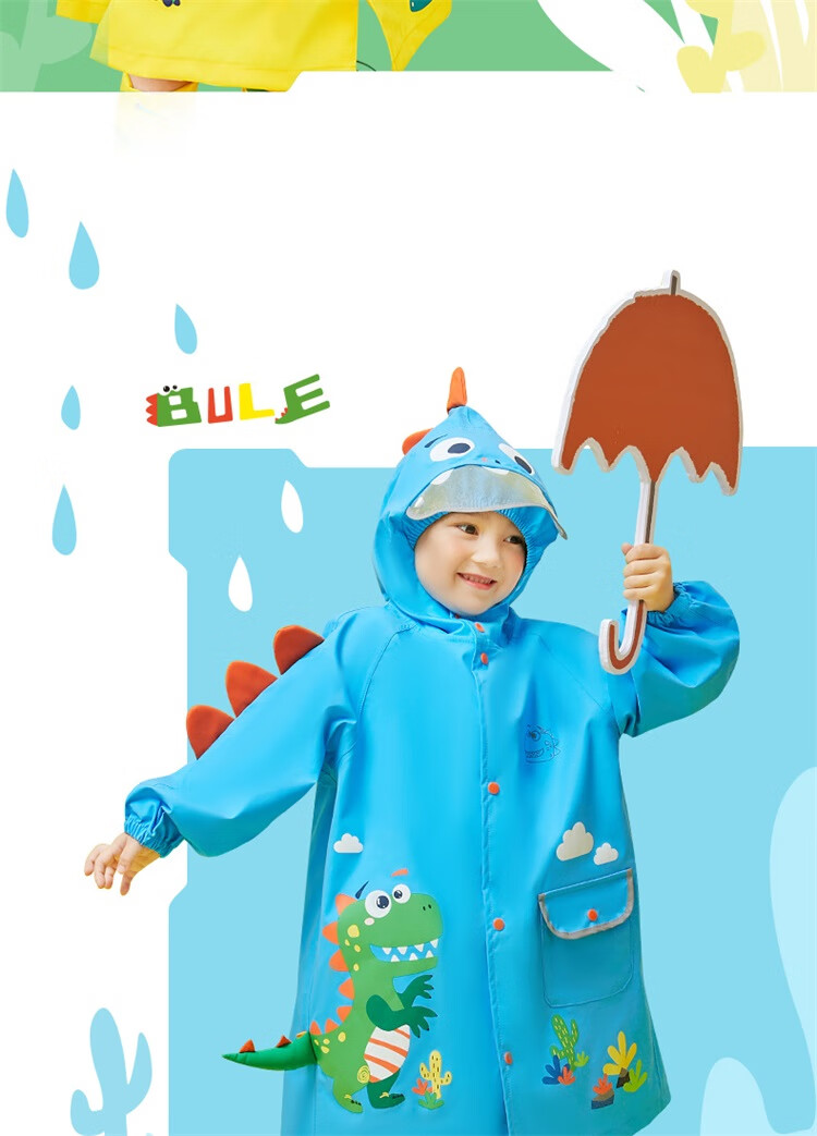 Lemonkid Children's Raincoat for Boys And Girls, Baby Rain Poncho, Elementary School Student Rain Gear, Tiana Rainbow Star Rabbit One-Piece, XL 15