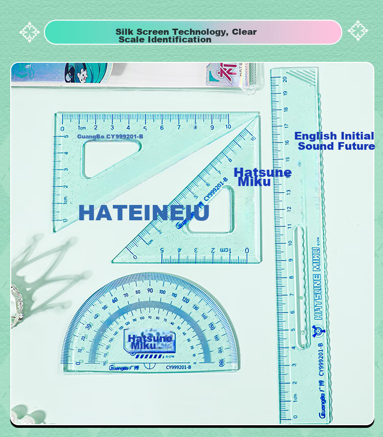 GuangBo Future 15cm Ruler Set, Exam Drawing Kit, Student Straight Ruler And Triangle Ruler, Elementary School First Grade Wave Ruler, B Model CY999230 5