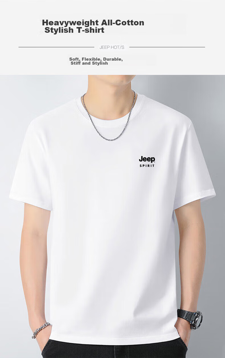 JEEP SPIRIT Short Sleeve T-Shirt for Men, Summer Pure Cotton Breathable Short Sleeve Comfortable Undershirt Outdoor Sports Top, Gray L 3