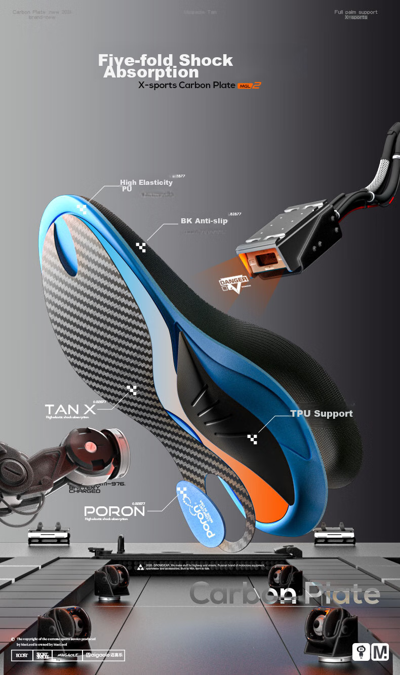 Maigaole Full Carbon Plate Arch Support, High Rebound Basketball Elastic Insole, All Carbon Plate, Size 41-42 5