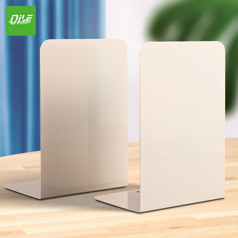 DiLe Metal Rust-Proof Simple L-Shaped Bookends, 2-Pack Durable Student Desk Organizer, Suitable for Dorm And Study Room, Stable without Damaging Books