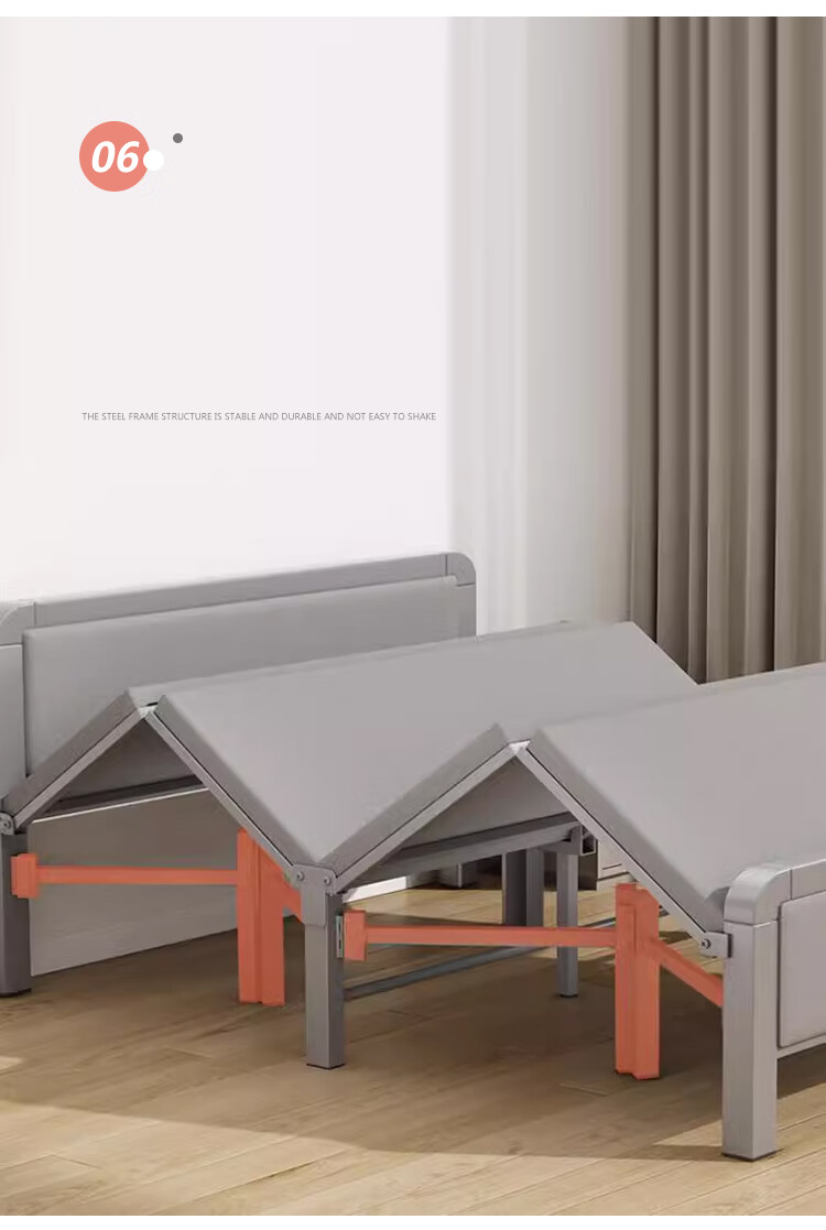 L&S Folding Bed Single Bed Office Nap Bed Home Care Bed Hard Board Bed BGC856 All Gray 120cm 12