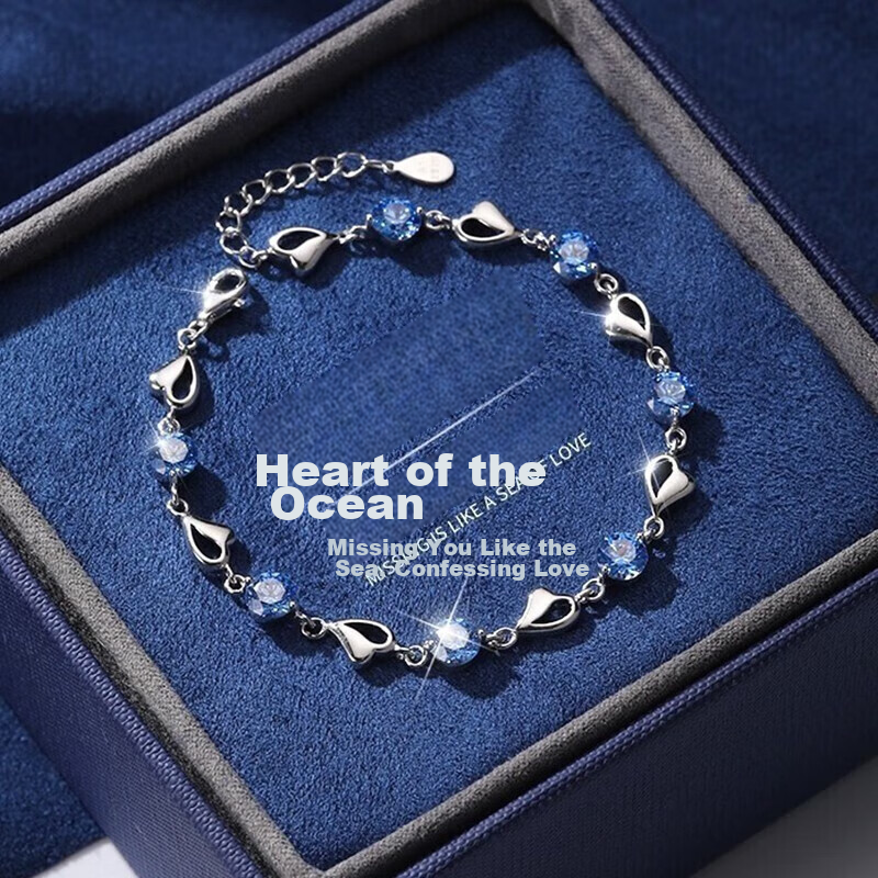 GLTEN Swarovski Zirconia Ocean Heart Silver Bracelet for Women, New Jewelry Design, Birthday Gift, Anniversary Present for Girlfriend Or Wife