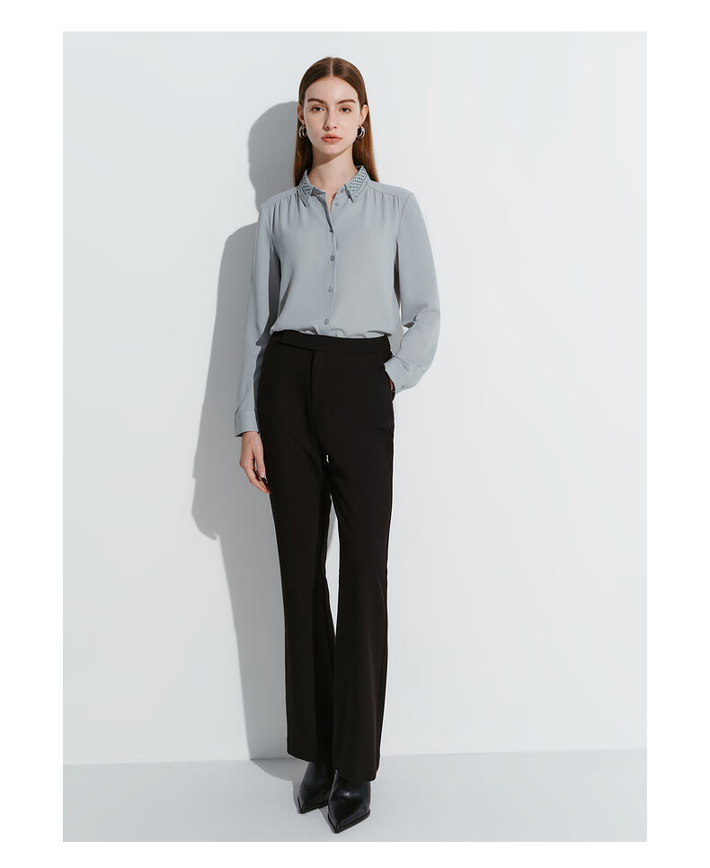 G2000 [Multi-Dimensional Elasticity] Spring And Autumn Mall Matching Soft Comfortable Flared Pants Casual Trousers, Black, Size 38 8