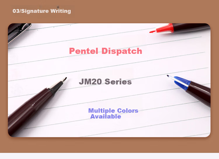 Pentel JM20-AE Duck-Billed Pen, Drawing Pen, Comic Pen, Sketching Pen, Line Drawing Pen, Business Signature Pen, Brown Barrel with Black Ink, 12 Pens/box 6