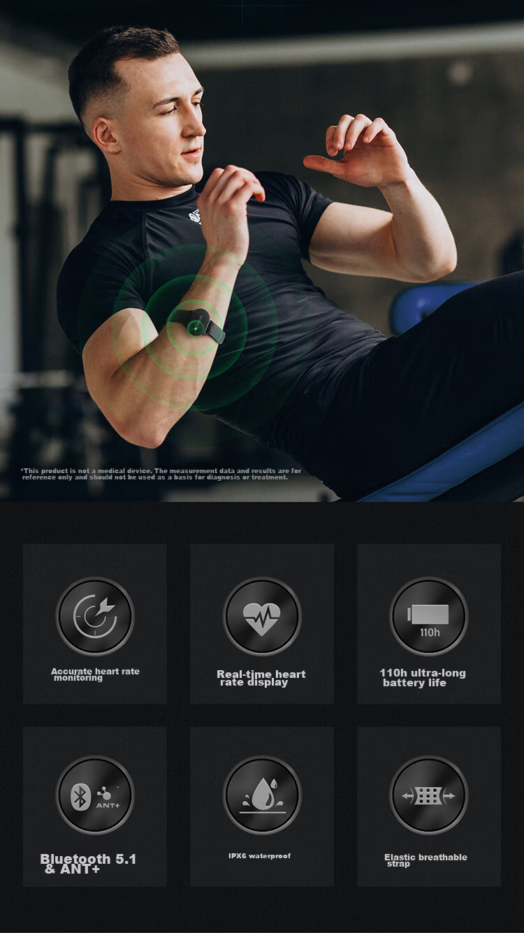 CYCPLUS Fitness H1 Heart Rate Armband for Sports, Optical Heart Rate Monitoring Armband for Running And Fitness, Smart Wearable 2