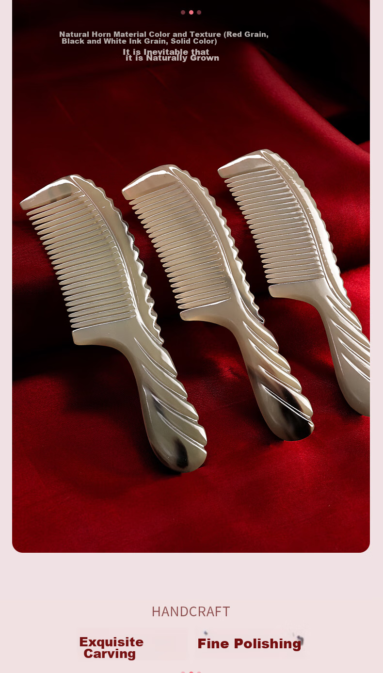 Chaojun Natural Authentic White Buffalo Horn Comb for Scalp Massage And Meridian Treatment, Mid-Autumn Festival Gift for Parents, Elders, Clients, High-End Practical Birthday Gift Box Set for Friends And Wife 7