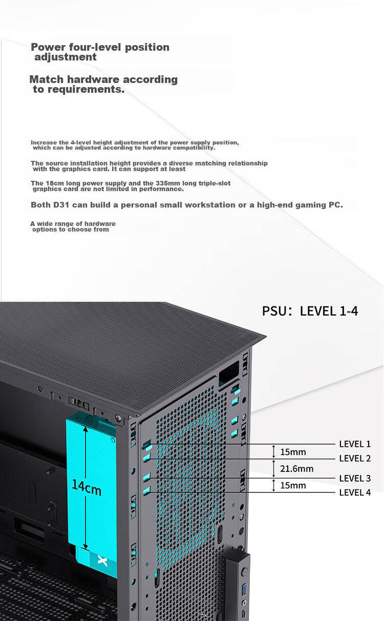 JONSBO D32 PRO White MATX Desktop Small Case (Side Panel, Motherboard, Adjustable Cable Management, Supports MATX Motherboard, ATX Power Supply, 240mm Radiator Mounting) 17