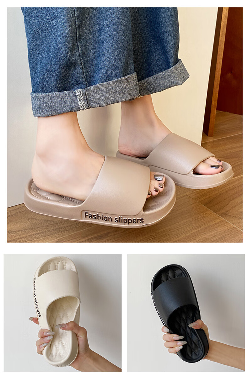 IQGD Slippers for Men And Women, Soft-Soled Floor Slippers, Non-Slip Bathroom Slippers for Couples, Home Use, 1819 Black, Size 42-43 3