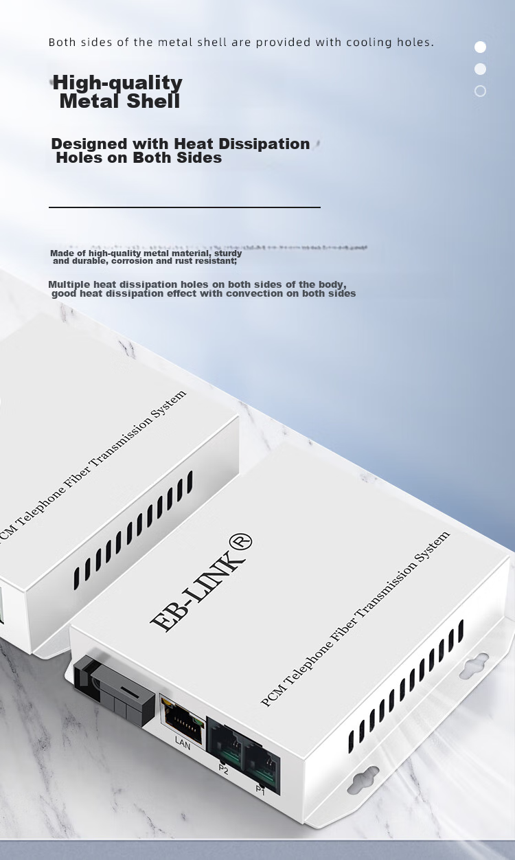 EB-LINK Telephone Optical Terminal, 2-Line Telephone + 1-Line Network PCM Voice Optical Terminal, Audio Intercom Transceiver, Telephone Fiber Optic Converter, Large Square Port SC Interface 7