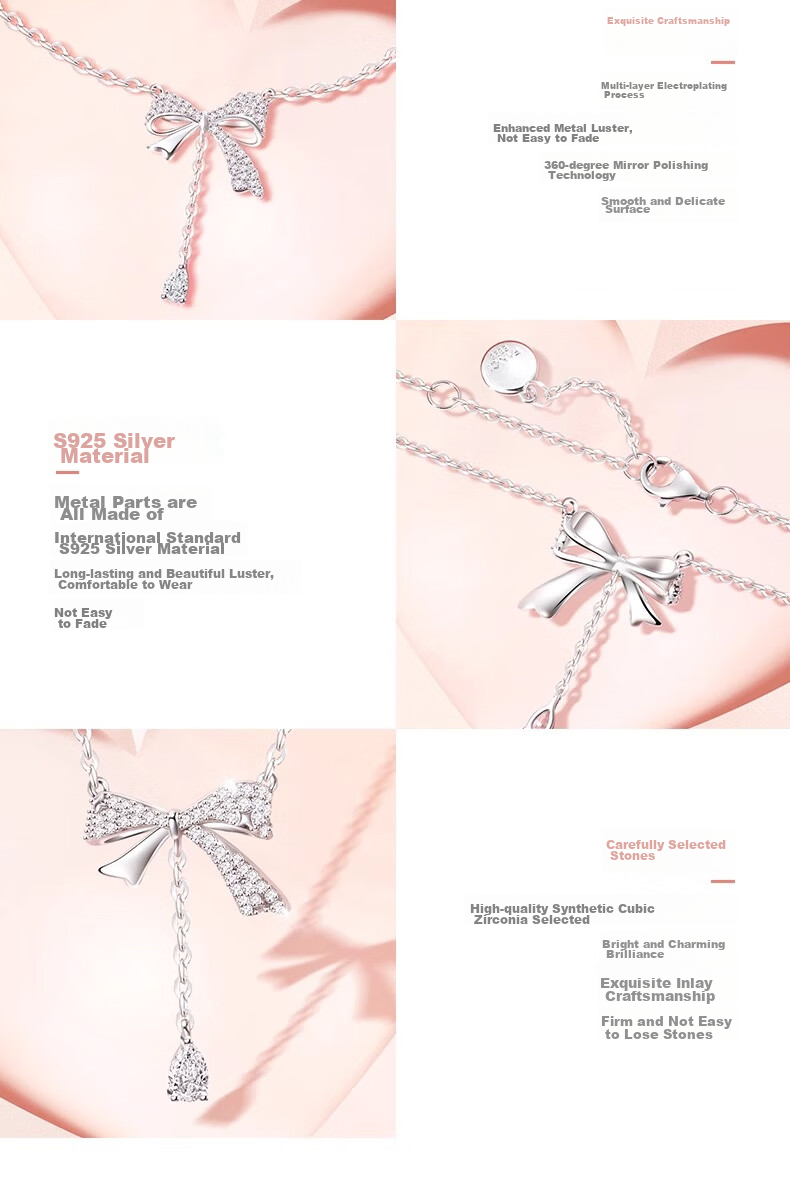 Fanci Elegant Bow Necklace for Women with Tassels, Choker Chain, Luxurious Feel, Birthday Gift for Girls 8