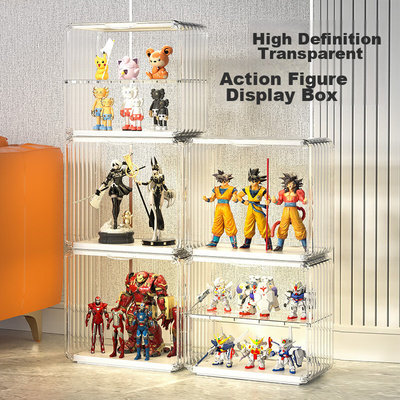 JEKO&JEKO Action Figure Storage Box, Labubu Transparent Blind Box Display Case, Toy Trendy Display Stand, Desktop Model Storage Cabinet