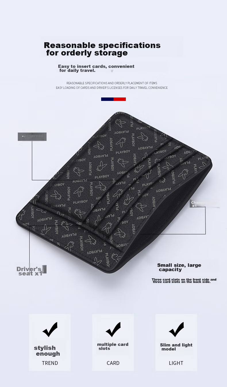 PLAYBOY Card Holder, Portable Men's Card Case, Coin Purse for Women, Slim Business Card Holder, ID Card Wallet, Multi-Slot Bank Card Holder 3