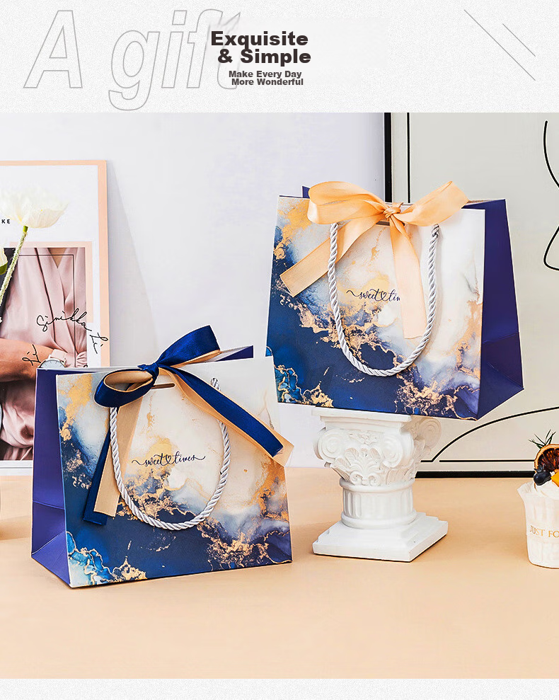 Ouliwen Gift Bags, Silk Handles, Set of 5, 18*16*10cm, Favor Bags, Children's Birthday Gifts, Storage Bags 9