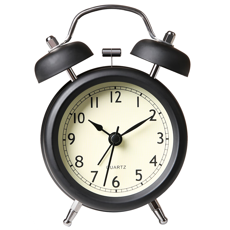 Mashi Alarm Clock, Cartoon Design for Children, Luminous with Loud Volume, Mechanical Bell for Students, Wake-Up Aid, Mini Bedside Clock, Black [3.5 Inch], Gift
