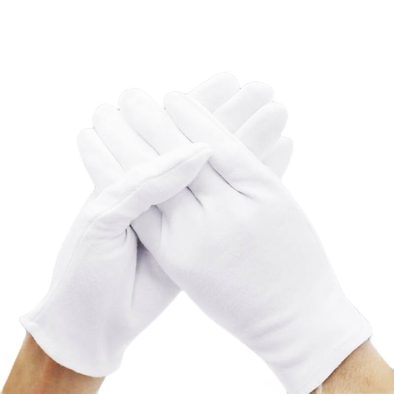 Aidier Pure Cotton White Gloves, 6 Pairs, Pure Cotton, White, for Military Parades, Collectibles, Performances, Equestrian And Traffic Etiquette, One Size Fits All, CW886169