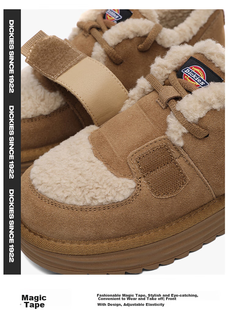 Dickies Women's Snow Boots, Comfortable Casual Flat Shoes, Fleece-Lined Thick Cotton Shoes, Yellow-Brown, Size 35 13