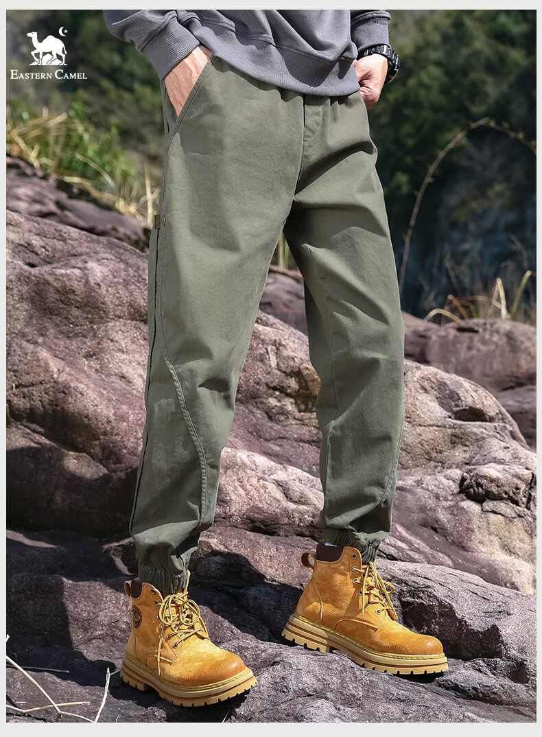 EASTERN CAMEL Casual Pants for Men, Spring And Summer Outdoor Sports Versatile Casual Tapered Cargo Pants Long Trousers, Khaki, L 8