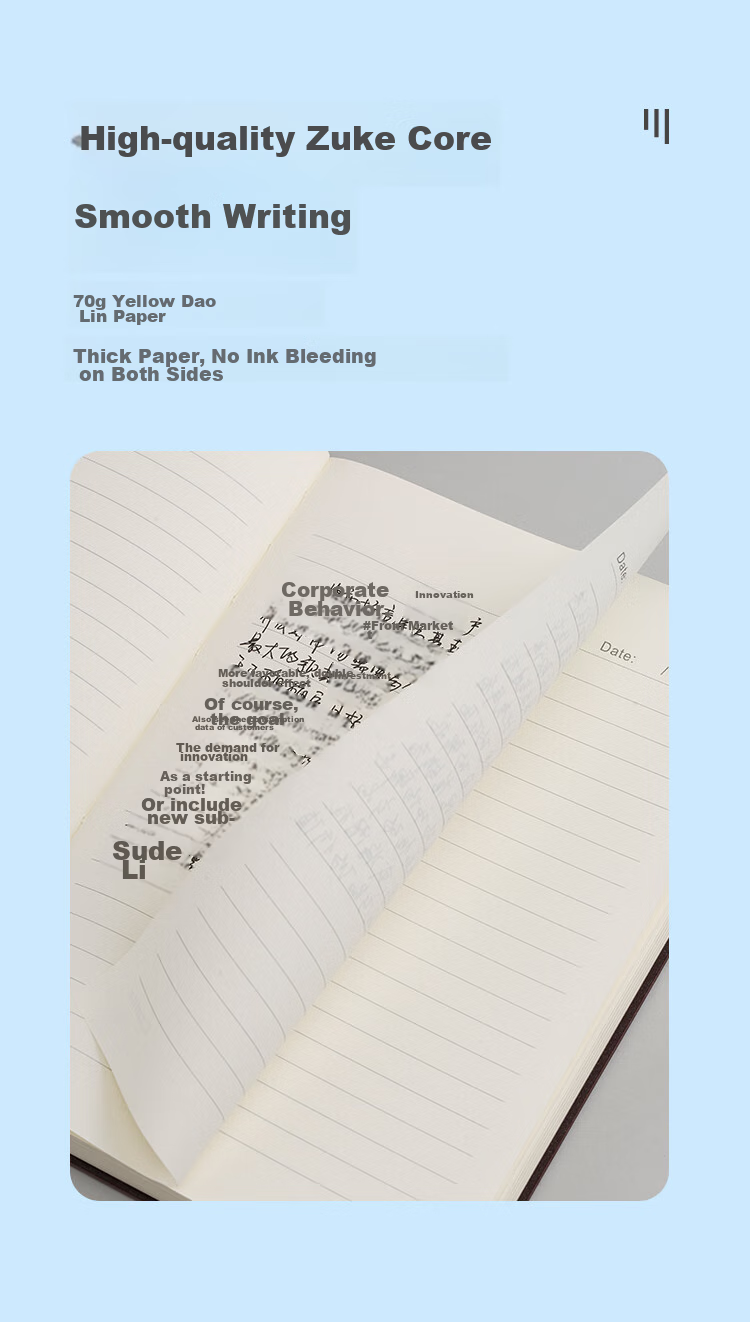 COMIX 18K/114 Sheets Business Leather Notebook B5 Journal/Notebook, Thickened Meeting Record Book, Classic Diary, Fashionable Office Supplies C5841 Black 4