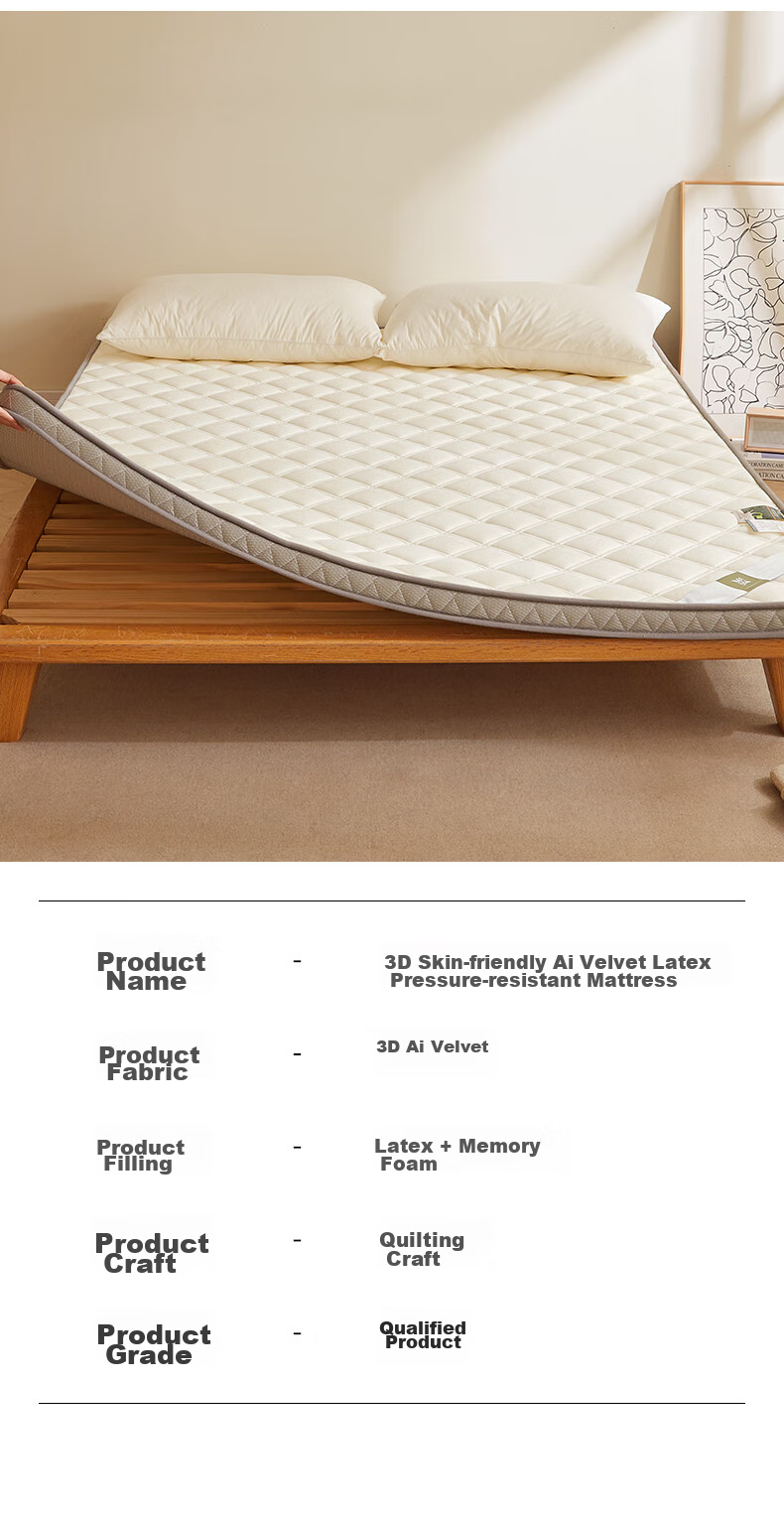 Sushidai Latex Memory Foam Mattress, Class A, 1.5-Meter Simmons Mattress, Thickened Foam Tatami Soft Pad, 150*200 20