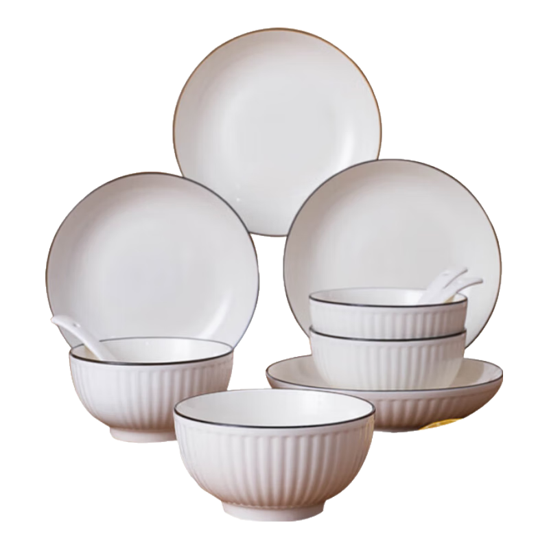 JD Jingzao Tableware Set Ceramic Soup Plates He Feng Shan Tian Fish Plates 12 Inch 2 Pieces