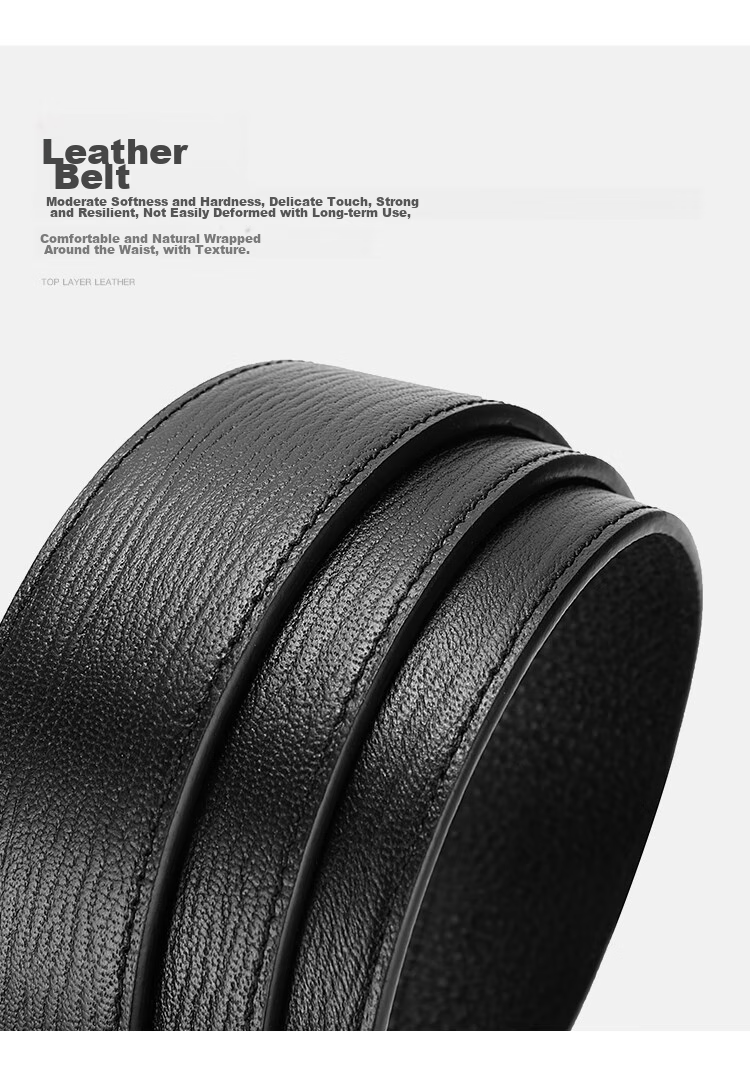 MEXICAN Men's Leather Belt with Automatic Buckle, Genuine Top-Grain Cowhide Business Waistband Casual Trouser Belt Birthday Gift for Men And Fathers 15