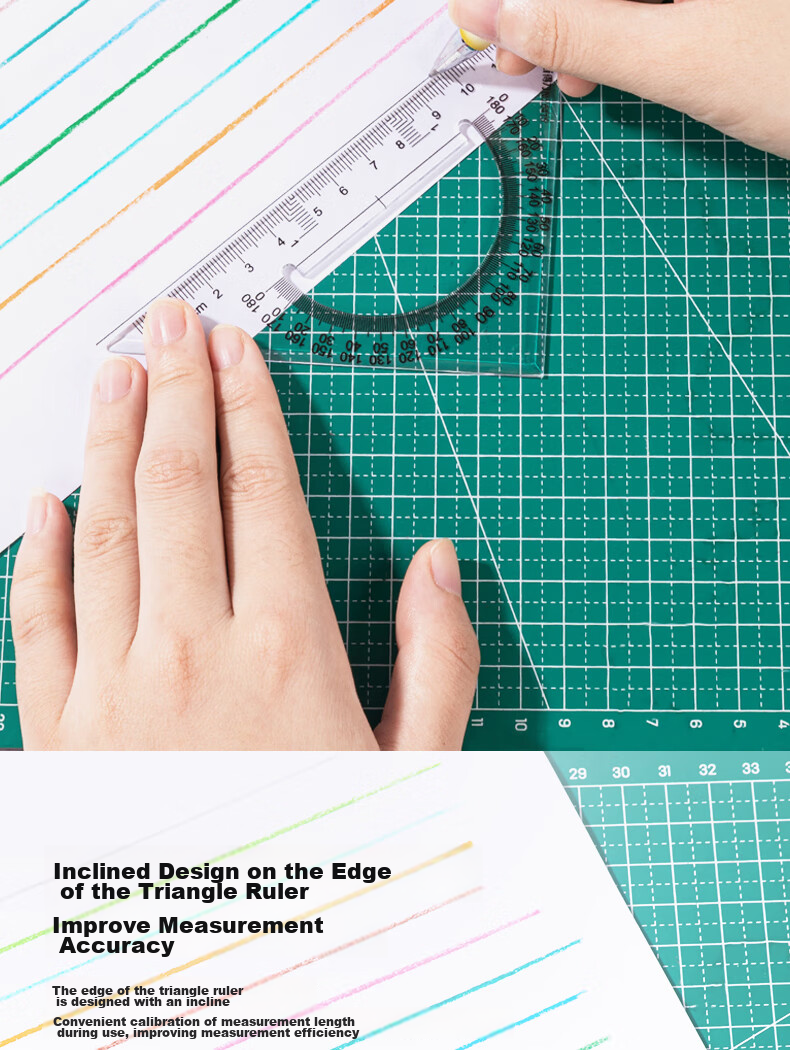 Deli 13cm Triangular Ruler, Equal-Sided Right Angle Triangle Ruler + Hypotenuse Triangle Ruler, High Transparency Wear-Resistant with Protractor, 2-Piece Set, College Entrance Exam Blessing Gift 6