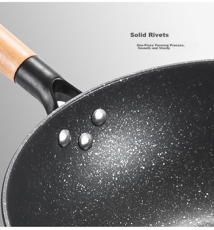 MAXCOOK Non-Stick Wok, 32cm Iron Pan with Wooden Spatula, Compatible with Gas And Induction Stoves, Non-Stick Coating MCC588 16