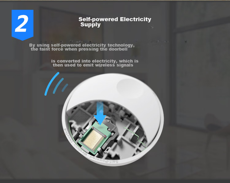 Linptech Wireless Doorbell G2, Long-Range Home Self-Powered No Battery Required, Elderly Call Button, Waterproof, One-To 9