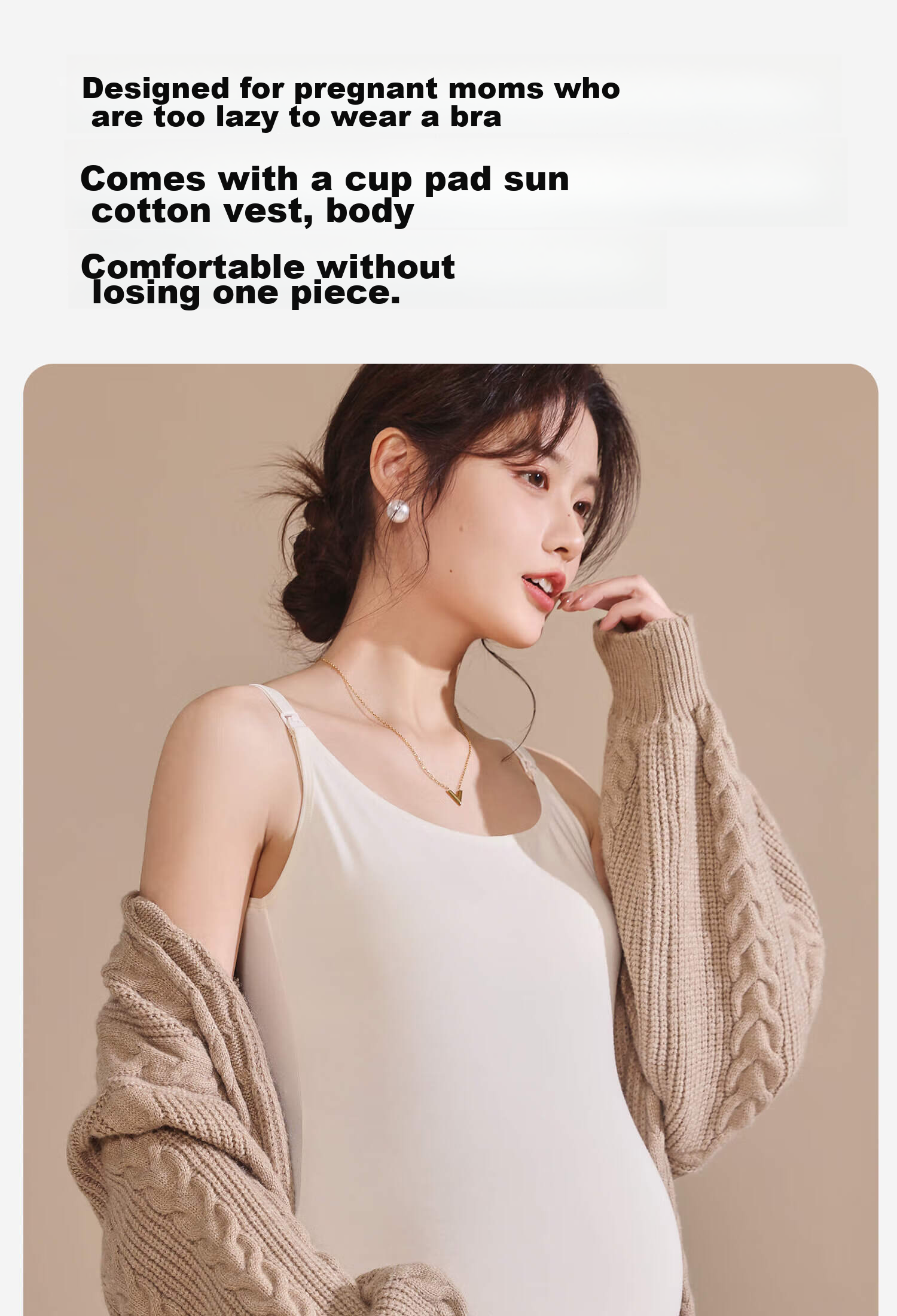 FENYE Nursing Bra Camisole, Spring And Autumn Wear, No Need to Wear Bra, Prevents Sagging, with Chest Pads, Postpartum Breastfeeding, Large Size White XL 1