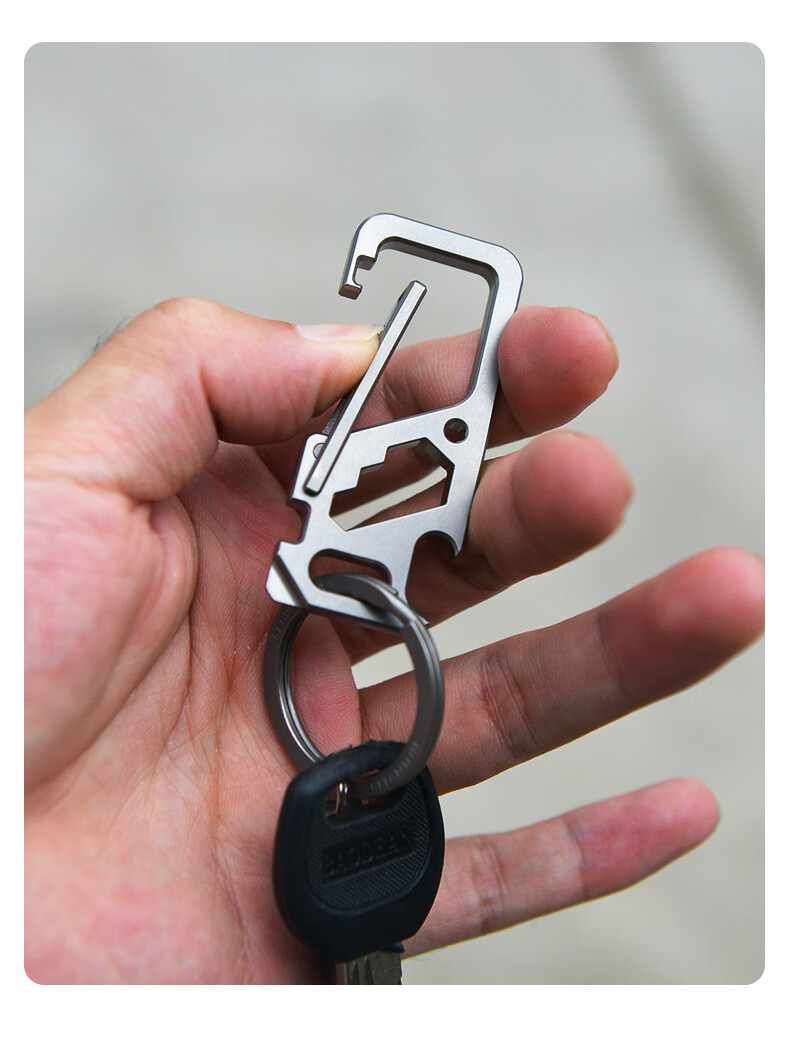 YORA Titanium Alloy Keychain Men Waist Hanging EDC Multifunctional Car Key Ring Pendant Hook Bottle Opener 10