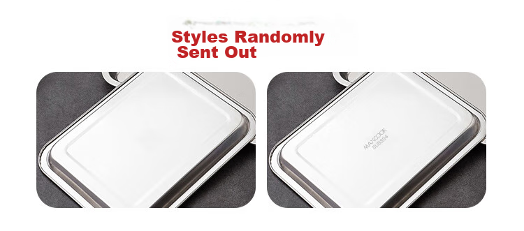 MAXCOOK 304 Stainless Steel Square Plate, Deep Square Tray, Rectangular Serving Tray, Barbecue Grilling Tray 29cm MCFT6548 19