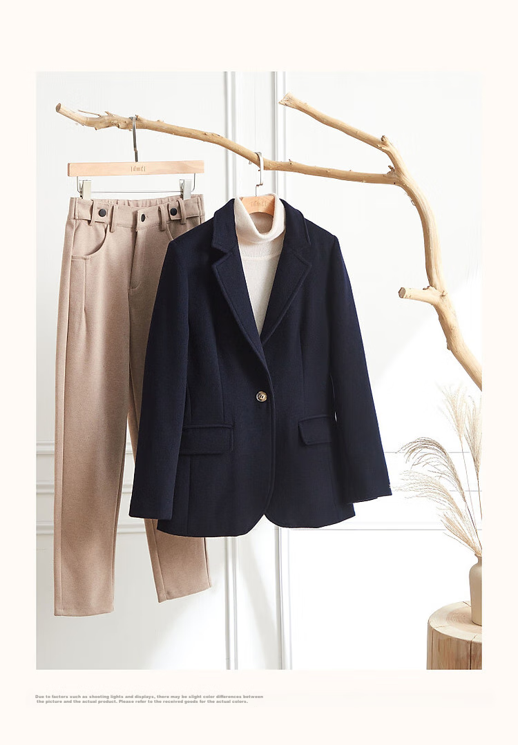 Dme [High-Content Wool Suit] Winter Suit Collar Slim-Fit Long-Sleeve Blazer Jacket for Women, Autumn And Winter 11