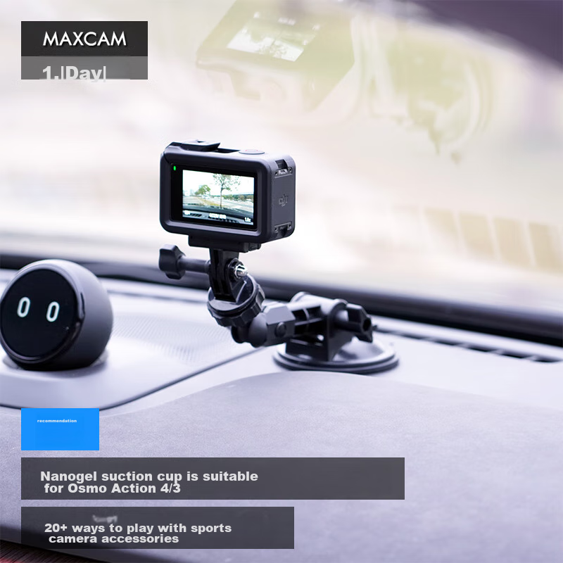 MAXCAM Suitable for DJI Osmo Action 6/5/4/3 Pro Action Camera, Car Nano Adhesive Suction Cup Glass Fixing Car Mount Accessory