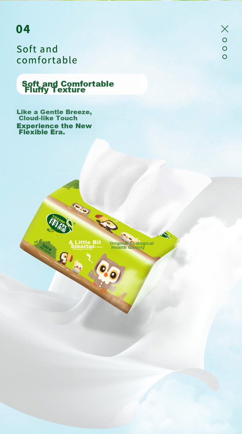 YUSEN Teddy Collection Facial Tissue 4-Ply 400 Sheets*40 Packs M Size Wet-Resistant Napkins Bulk Box 6