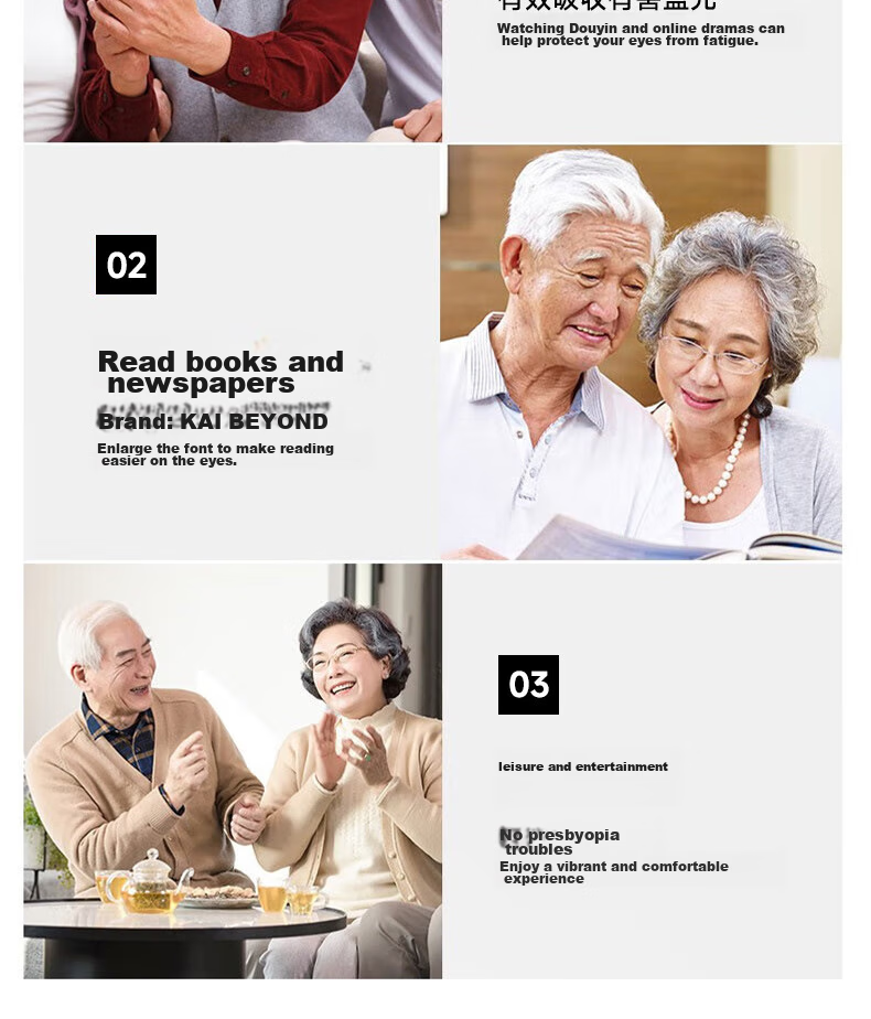 Boshide Reading Glasses, Foldable Reading Glasses, Progressive Multi-Focal Anti-Blue Light, Foldable Full-Frame [Silver] 100 Degrees 7