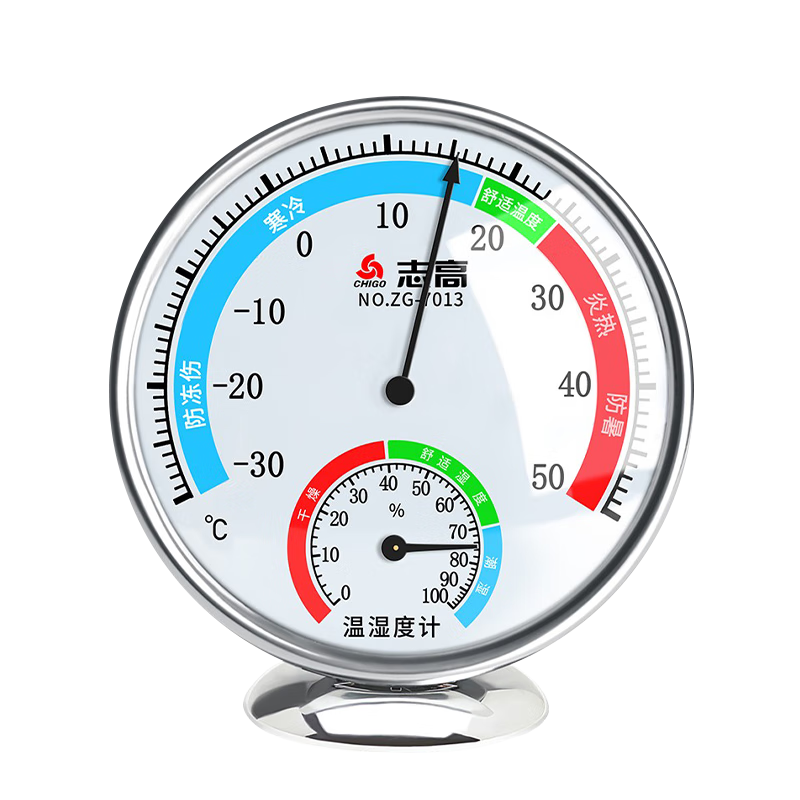 CHIGO Thermometer, High-Precision Temperature And Humidity Meter, Metal Material, Dual-Use for Temperature And Humidity Measurement, Can Be Hung Or Placed, for Indoor Home Use