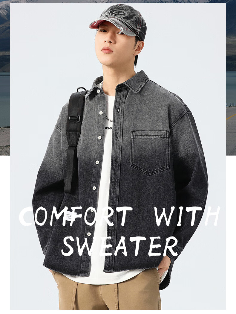 Jeanswest Men's Jacket 2026 Spring Summer Loose Simple Fashion Men's Denim Jacket Retro Blue L 2