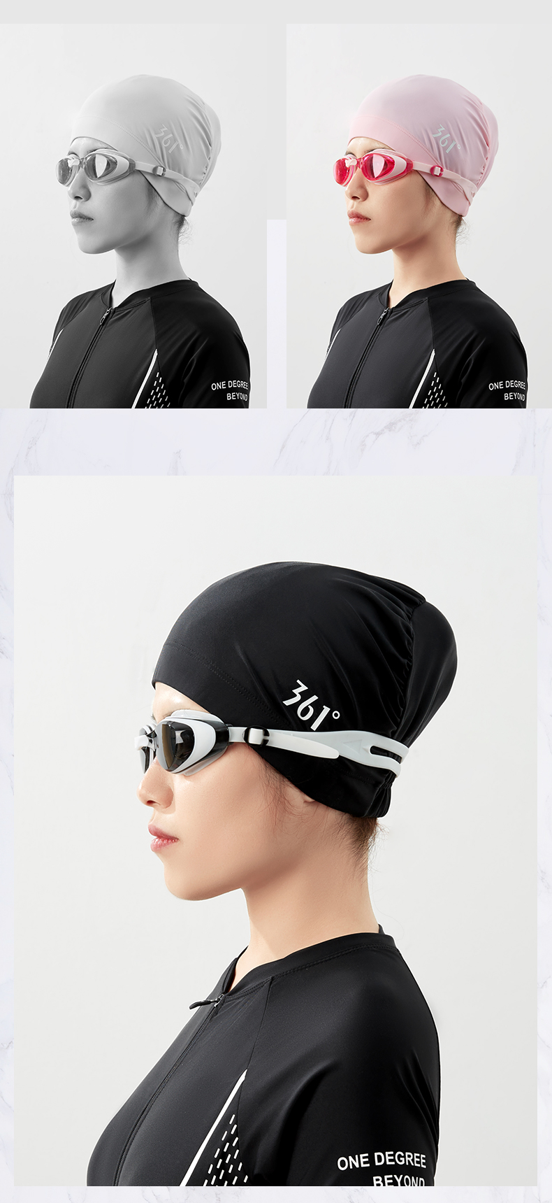 361° Fabric Swim Cap Professional Swimming Cap for Women Long Hair Ear Protection Comfortable Non-Tight Enlarged Head Circumference Fashionable Soft Purple 10