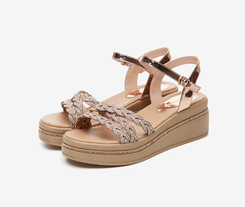 DAPHNE Thick-Soled Wedge Sandals for Women, Fashionable And Elegant Soft-Soled Shoes, Versatile High Heels to Match Dresses, Model 4622303004, Silver, Size 40 30