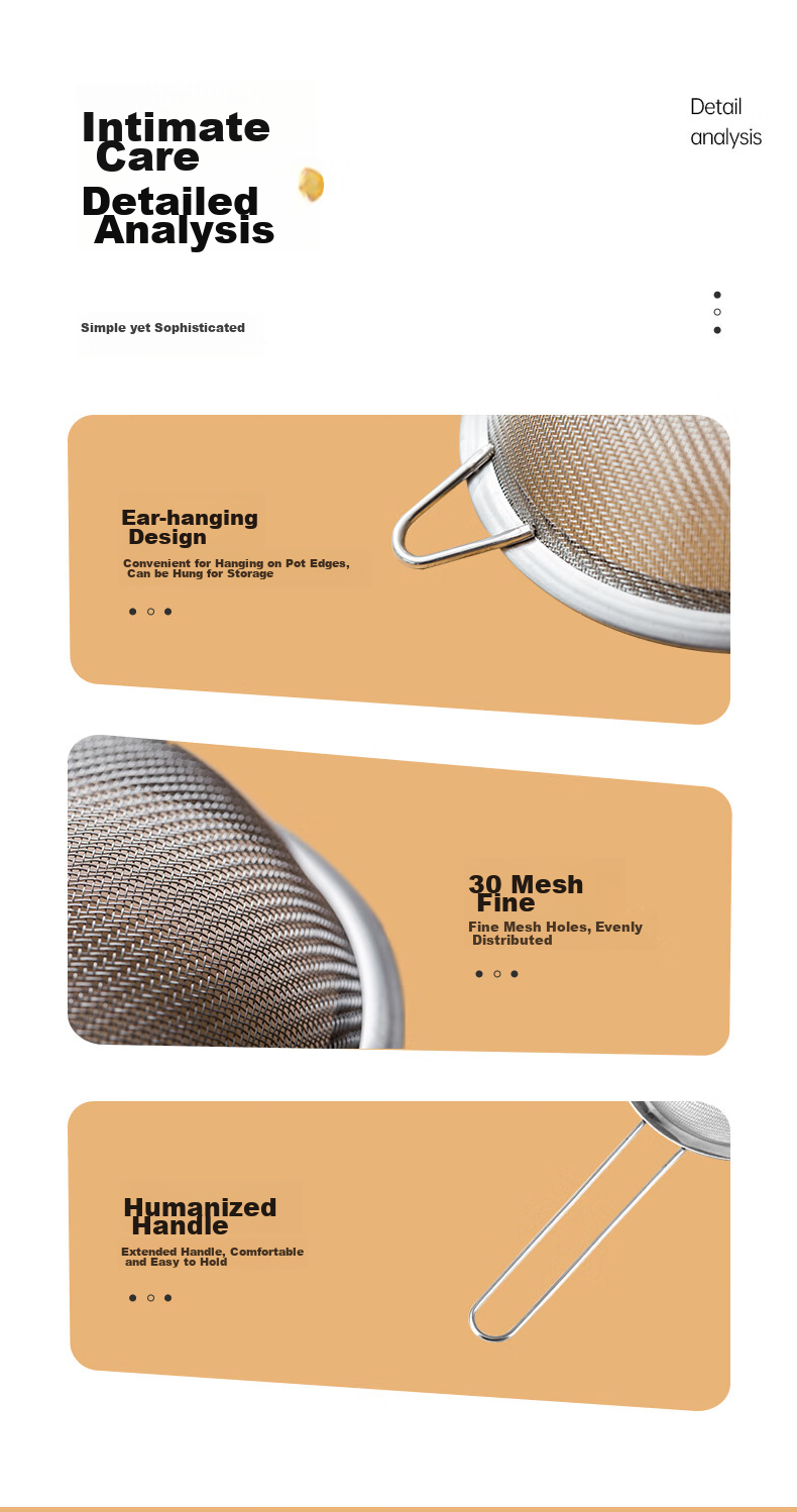 Mohuanchufang Stainless Steel Soy Milk Strainer, Fine Mesh Sieve for Chinese Herbal Medicine, Juice Froth Skimmer, Flour Sifter, Baking Tools 6