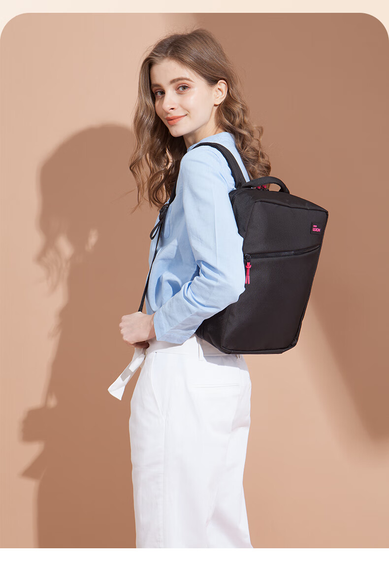LEXON Women's Backpack, 12/13 Inch Laptop Bag, Casual Lightweight Fashionable School Bag, Travel Toiletry Bag, Black 7