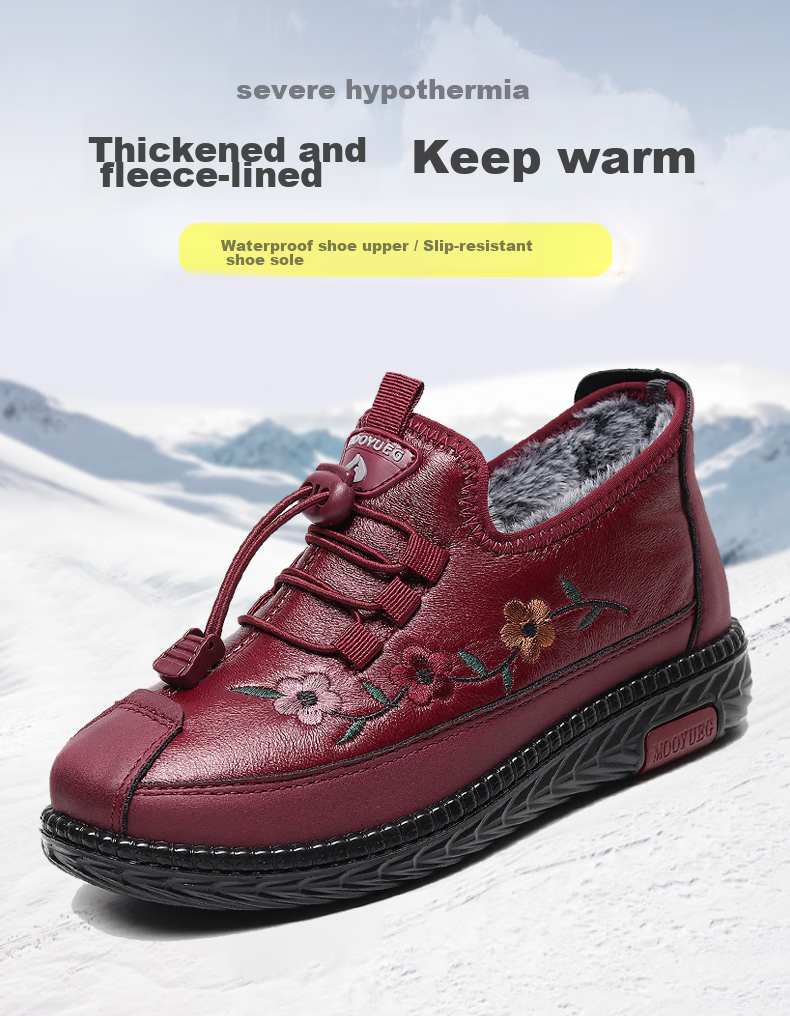 Ankang Mom Shoes, Winter Cotton Shoes for Women, Fleece-Lined for Warmth, Elderly Shoes for Middle-Aged And Elderly, Soft-Soled Thick Slippers for Grandmothers, AK78925, Black, Size 42 1