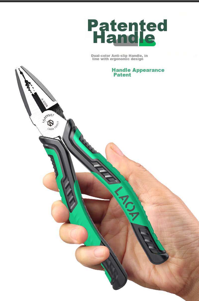 LAOA LA112208 8-Inch 5-in-1 Steel Wire Pliers Wire Cutter Stripper Electrician Terminal Crimping Pliers 16