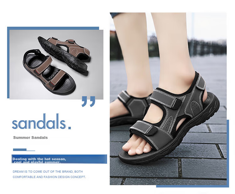 CARTELO Men's Sandals, Summer 2026, Breathable Casual Outdoor Beach Shoes, Men's Outdoor Soft-Soled Hole Shoes 2