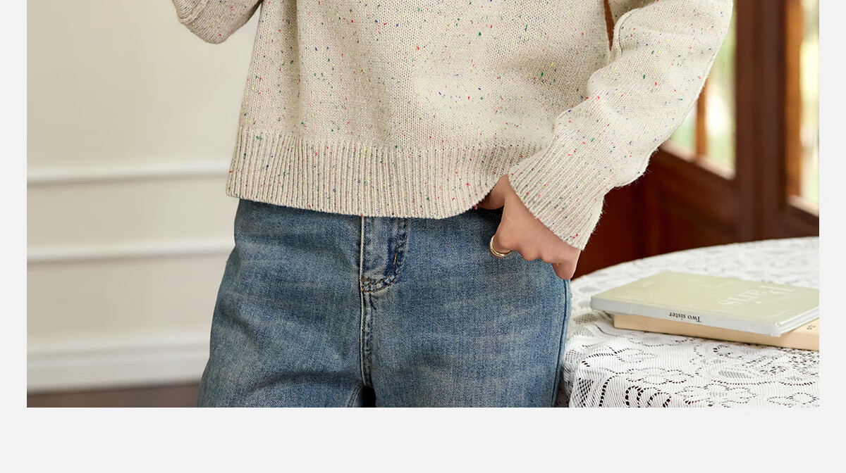 PinCai Women's Knitted Sweater Spring Autumn High-Quality Speckled Pullover Knitwear Base Layer P144Z9029 2